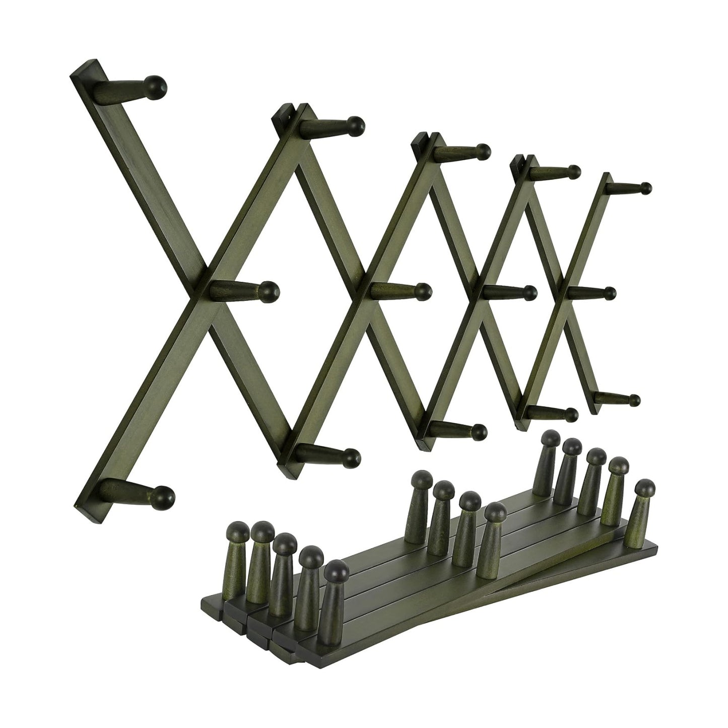 SKOLOO Hat Rack for Wall with 14 Hooks, Pack of 2, Solid Wooden, Modern, Expandable Coat Rack Wall Mount for Coats
