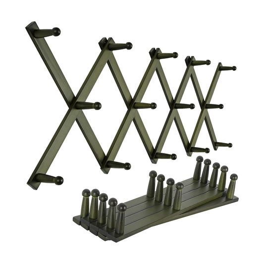 SKOLOO Hat Rack for Wall with 14 Hooks, Pack of 2, Solid Wooden, Modern, Expandable Coat Rack Wall Mount for Coats