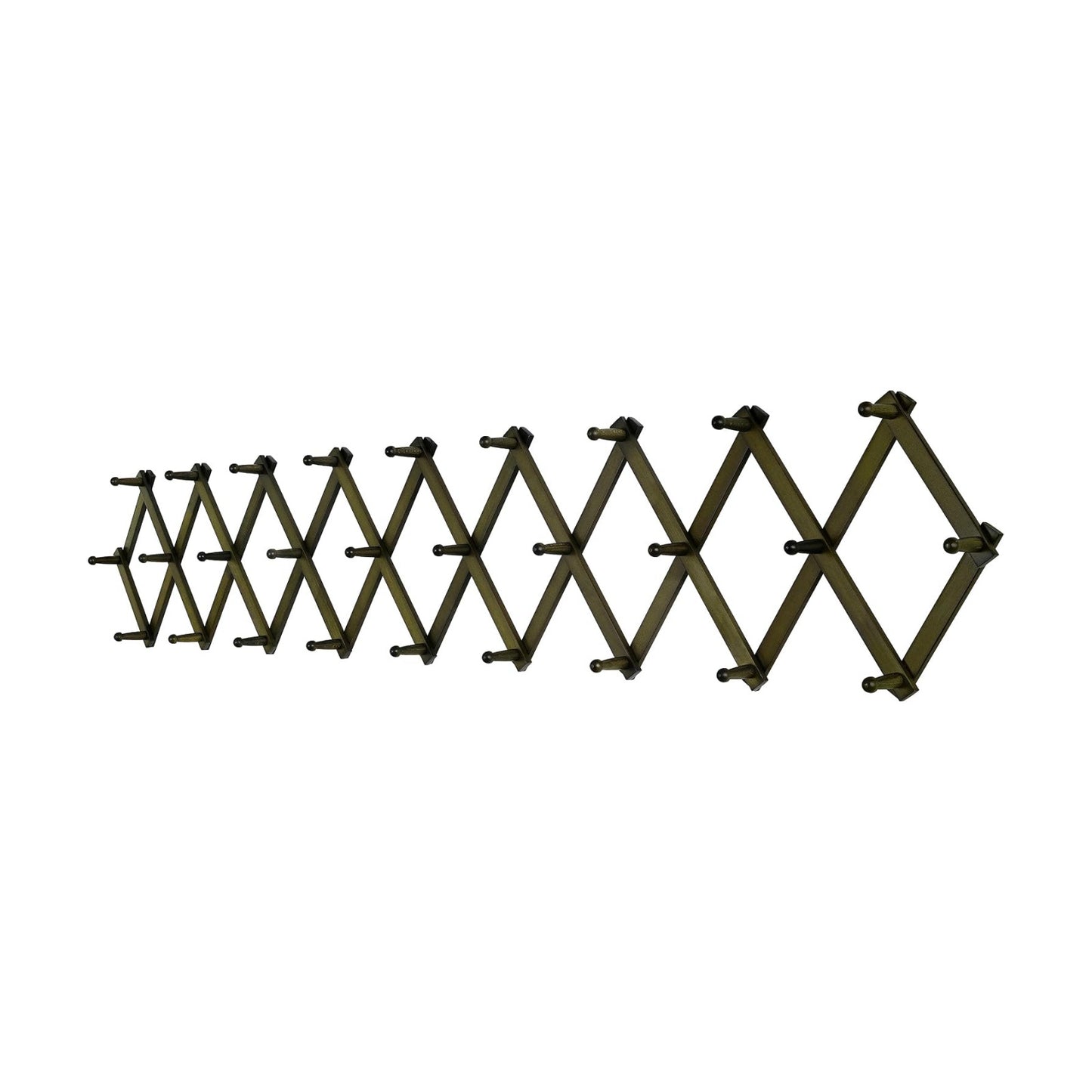 SKOLOO Accordion Wall Hanger with 28 Hooks, Modern Expandable Coat Rack Hat Rack for Wall, Solid Wooden, Dark Walnut
