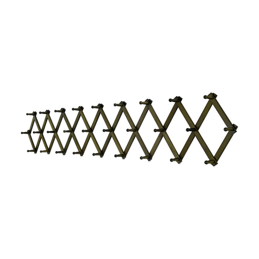 SKOLOO Accordion Wall Hanger with 28 Hooks, Modern Expandable Coat Rack Hat Rack for Wall, Solid Wooden, Dark Walnut