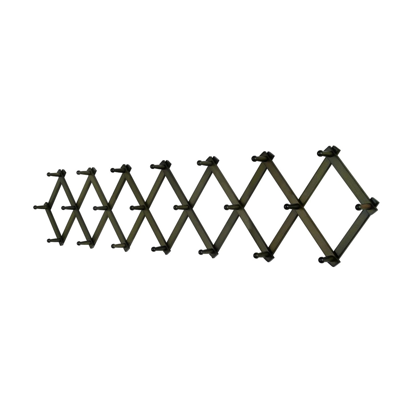 SKOLOO Accordion Wall Hanger with 22 Hooks, Modern Expandable Coat Rack Hat Rack for Wall, Solid Wooden, Dark Walnut