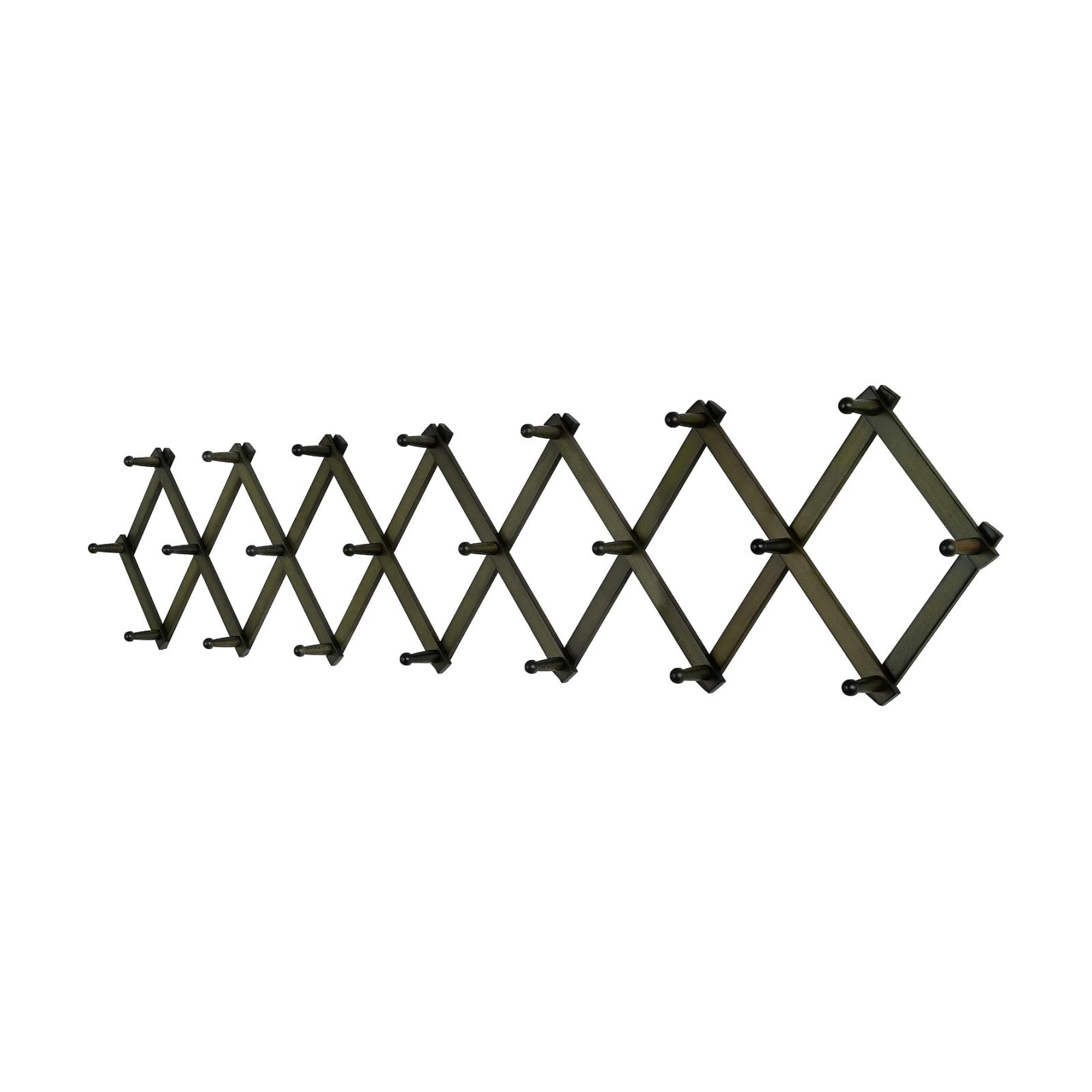 SKOLOO Accordion Wall Hanger with 22 Hooks, Modern Expandable Coat Rack Hat Rack for Wall, Solid Wooden, Dark Walnut