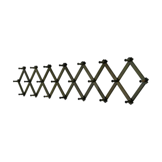 SKOLOO Accordion Wall Hanger with 22 Hooks, Modern Expandable Coat Rack Hat Rack for Wall, Solid Wooden, Dark Walnut