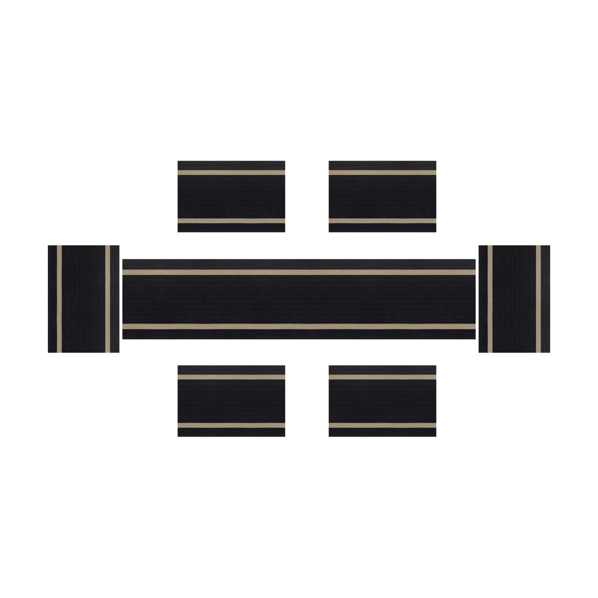 Elegant Placemats and Table Runner Set, Stylish Durable Placemats Set of 6 for Home Wedding Hotel Decoration (Black)