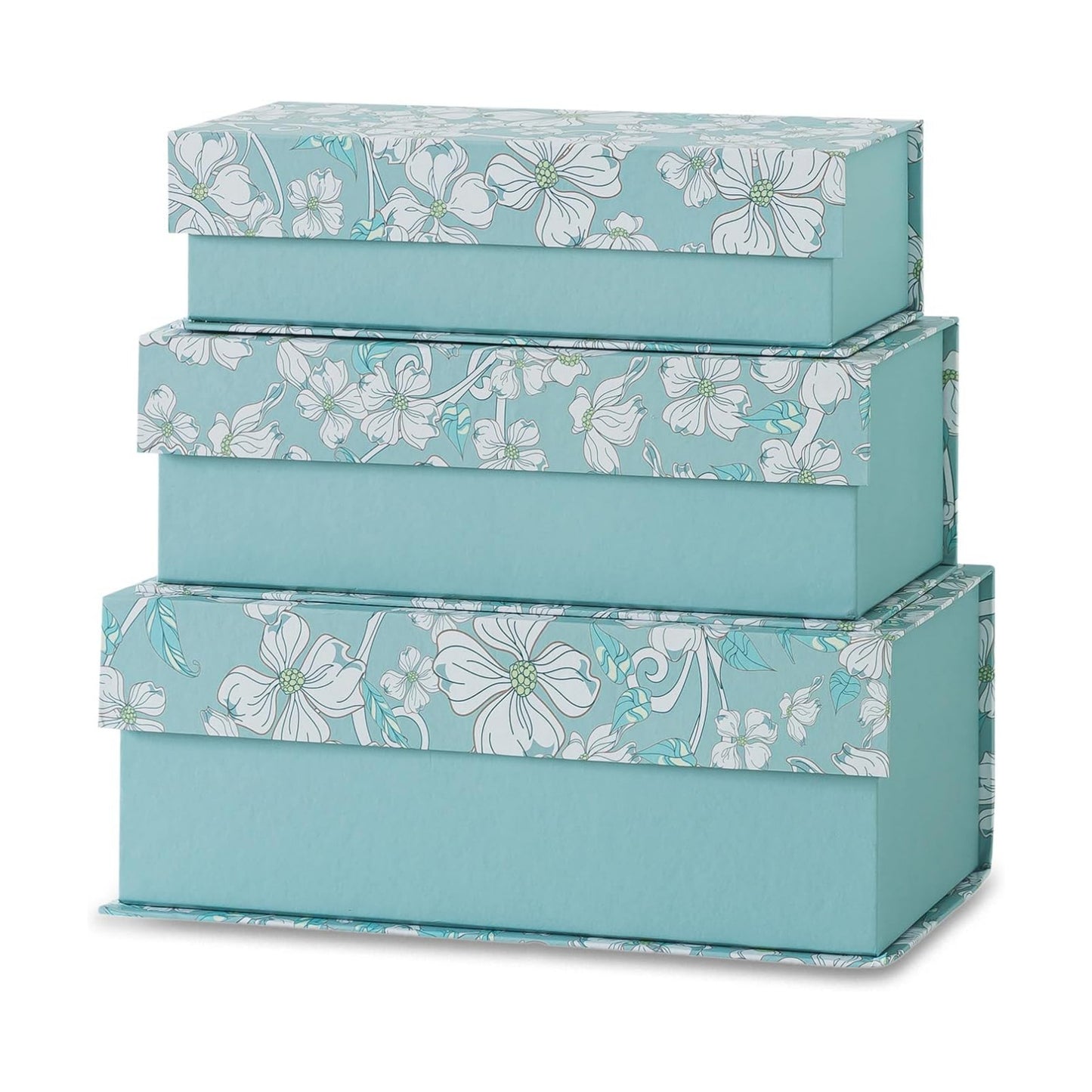 Cardboard Boxes / Decorative Storage Boxes / Blue Botanical / Set of 3