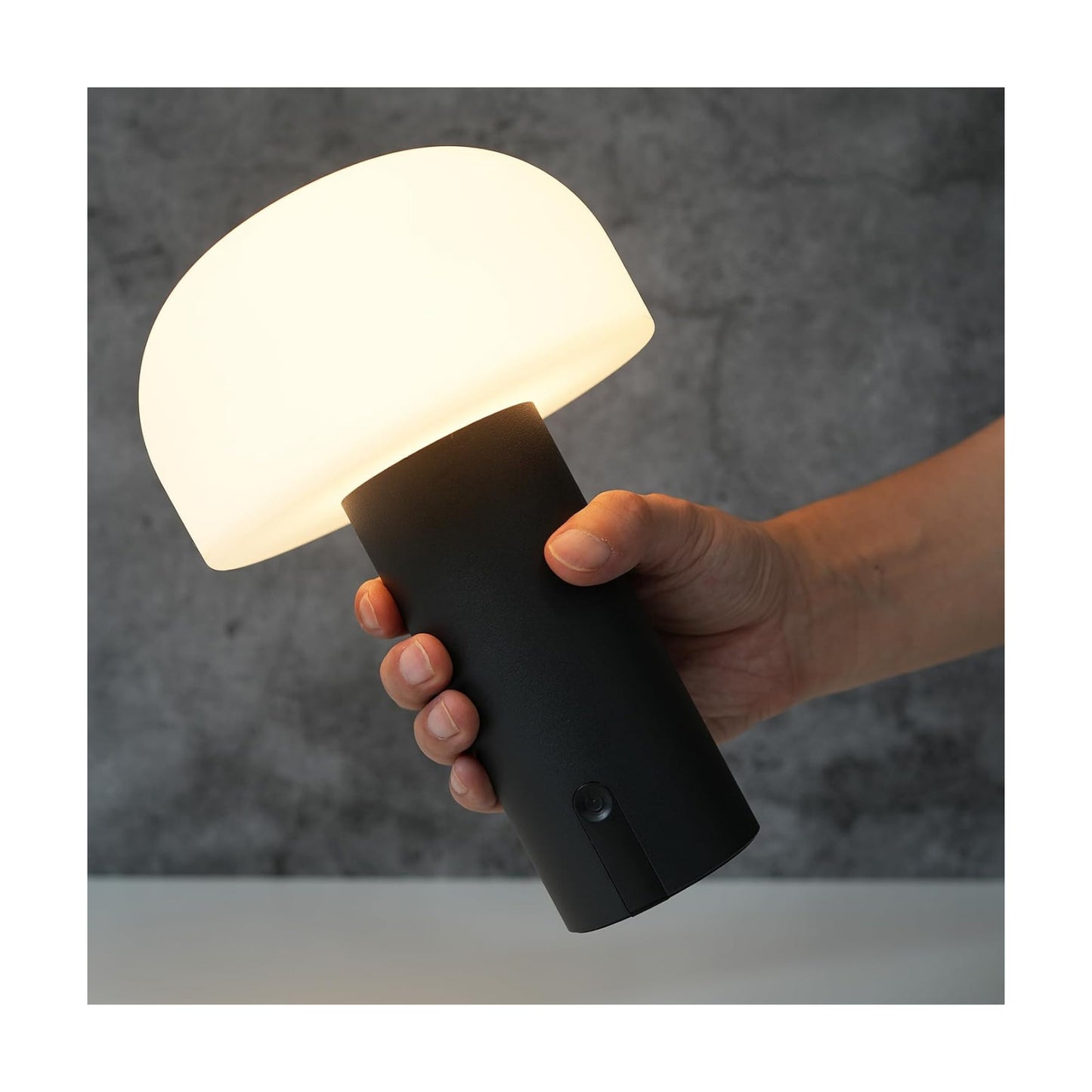 Small Cordless Mushroom Table Lamp, Waterproof Shower Lamp Black | Original Design, Portable Rechargeable, Touch