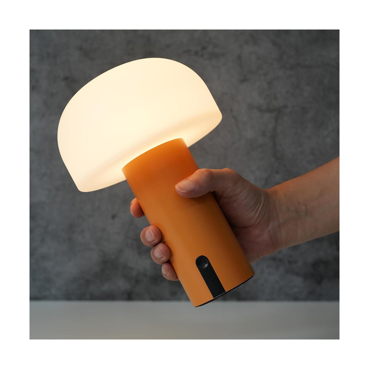 Small Cordless Mushroom Table Lamp, Waterproof Shower Lamp Orange | Original Design, Portable Rechargeable, Touch