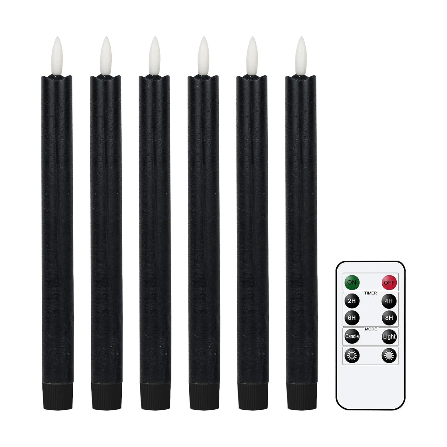 GenSwin Flameless Taper Candles LED Battery Operated Remote Timer Black | LED Candlesticks, Real Wax, Halloween Party