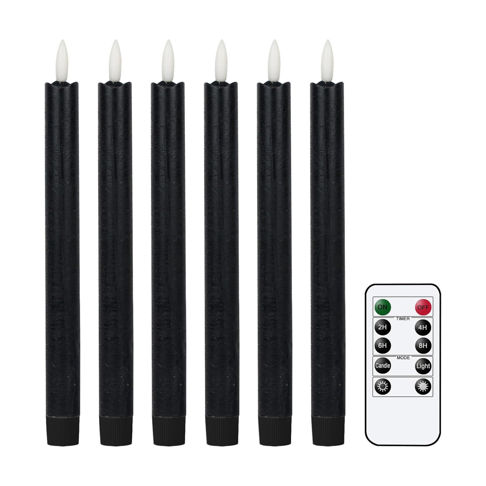 GenSwin Flameless Taper Candles LED Battery Operated Remote Timer Black | LED Candlesticks, Real Wax, Halloween Party