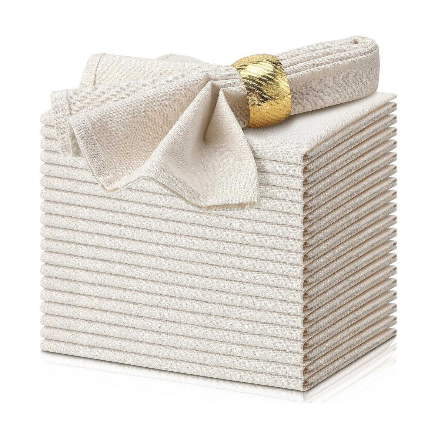Mixweer Set of 40 Beige Cloth Linen Napkins Bulk Reusable Cotton Dinner Napkin 16 x 16 Inch Washable Pastel Soft Table