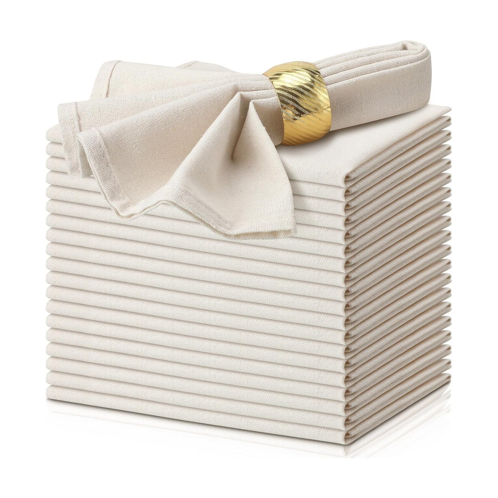 Mixweer Set of 40 Beige Cloth Linen Napkins Bulk Reusable Cotton Dinner Napkin 16 x 16 Inch Washable Pastel Soft Table