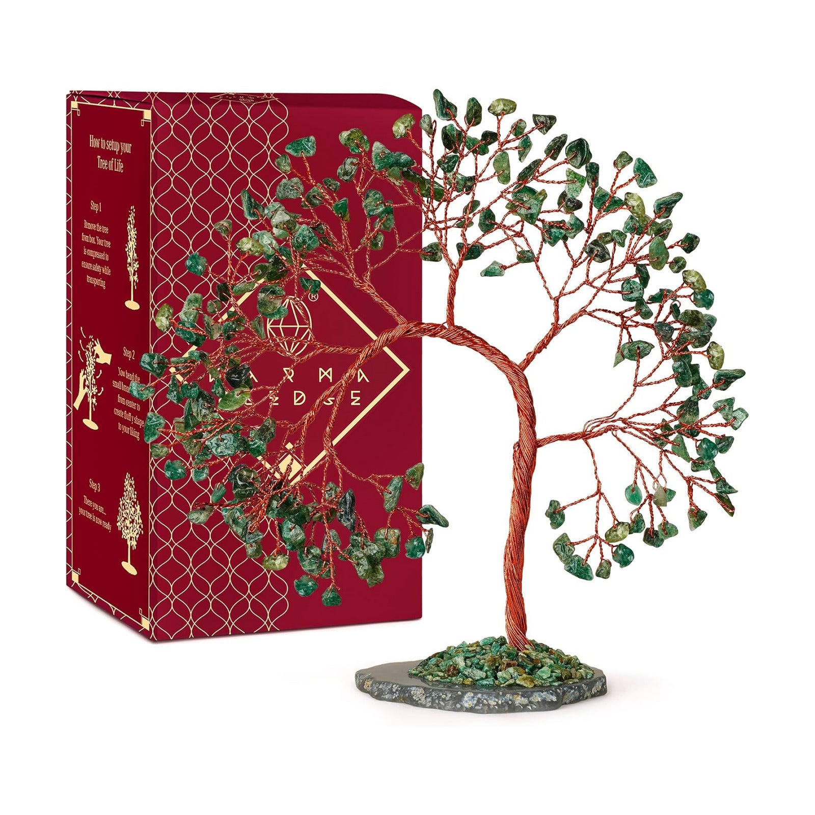 Green Aventurine Crystal Tree of Life, 7 Chakra Healing Crystals Trees, Handcrafted Money Bonsai Tree, Feng Shui Decor