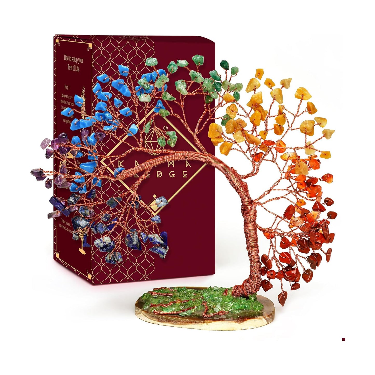 KARMAPLEDGE 7 Chakra Tree of Life for Home, Office, Room, Wall Decor to Bring Money & Good Luck, Handmade Healing