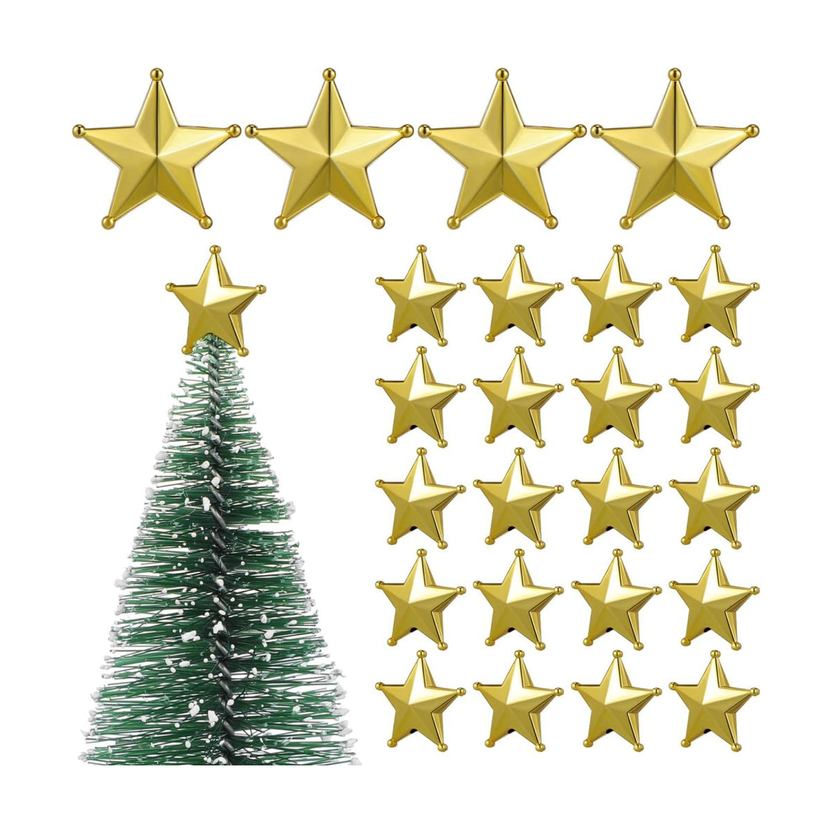 jojofuny 50pcs Mini Christmas Tree Star: Miniature Gold Christmas Tree Top Star Topper Decorations for Holiday Party Centerpiece Treetop Decor