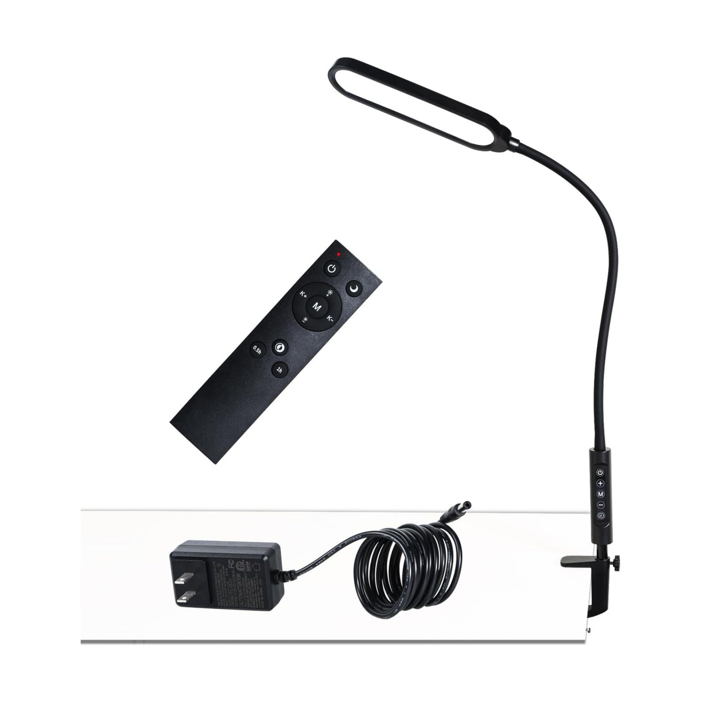 18W 3000LM LED Clamp Desk Lamp | CRI 95 Eye-Caring Light with Remote & Touch Control, 360 Flexible Gooseneck, 3 Color