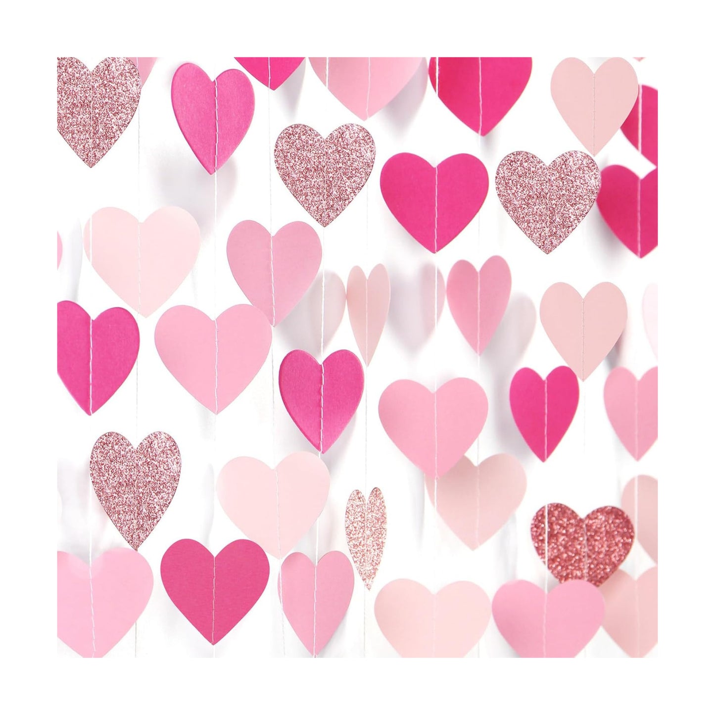 Hot-Pink Rose-Gold Party Decorations Heart-Garland / Pink Rose Gold / 52 Inch
