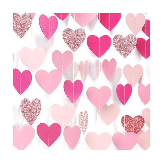 Hot-Pink Rose-Gold Party Decorations Heart-Garland / Pink Rose Gold / 52 Inch