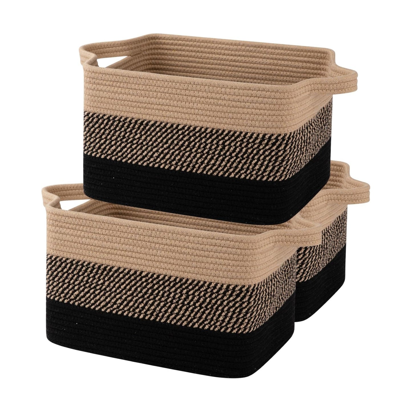 Woven Baskets for Storage / Black & Brown / 13 x 9.9 x 8.7 / Set of 3