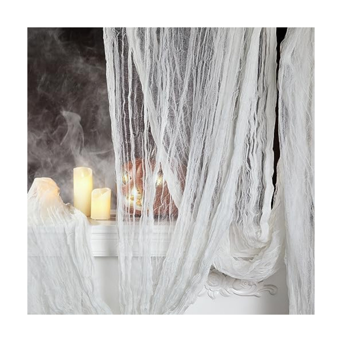 400" x 85" Halloween Creepy Cloth - Large Size Spooky Fabric - Scary Gauze Blood Creepy Cloth for Haunted House, Party, Yard, Wall, Doorway, Outdoors Decoration (White)