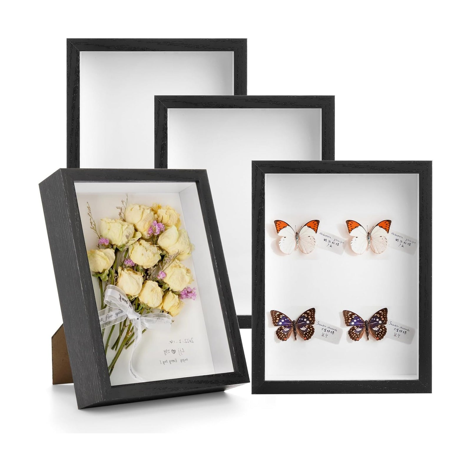 Hacaroa Set of 4 Shadow Box Picture Frame, 8 x 6 Inches Wood Frame Memory Display Case, 1.2 Inch Depth Shadow Boxes for