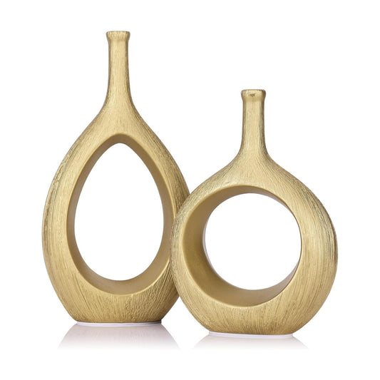 Matte Ceramic Vase / Luxury/f / Gold / Set of 2