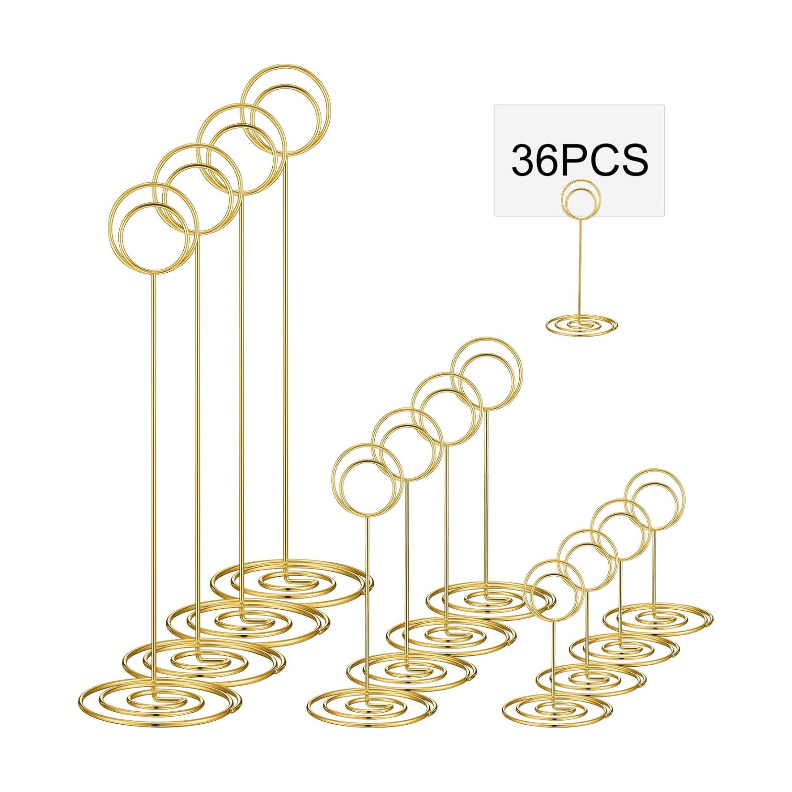 Teling 36 Pieces Table Number Holders 3 Size Place Card Holder Name Numbers Menu Memo Note Card Picture Photo Clip