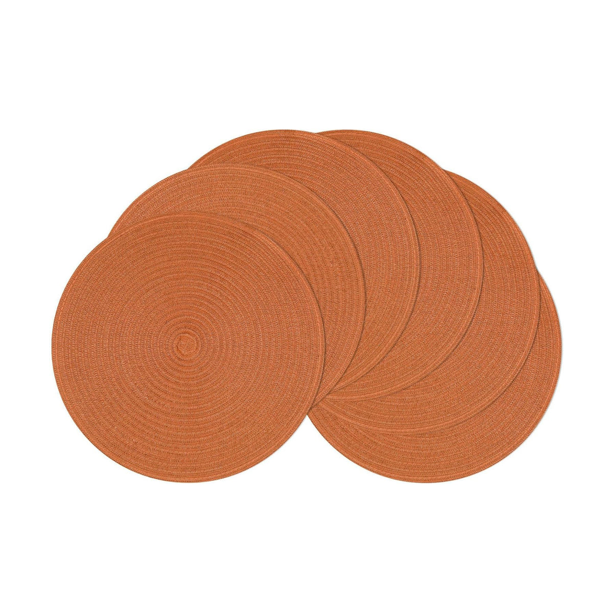 SHACOS Round Placemats Set of 6 Washable 15 inch Round Placemat Cotton Polyester Woven Braided Table Place Mats for Dining Table Decor, Dark Orange