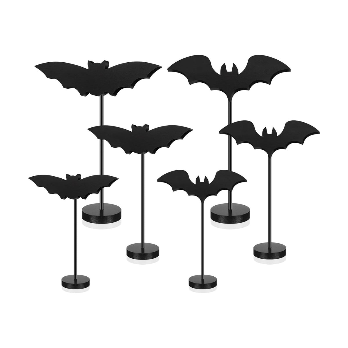 Geetery 6 Pieces Halloween Table Decorations Wood Bat Decor, Black