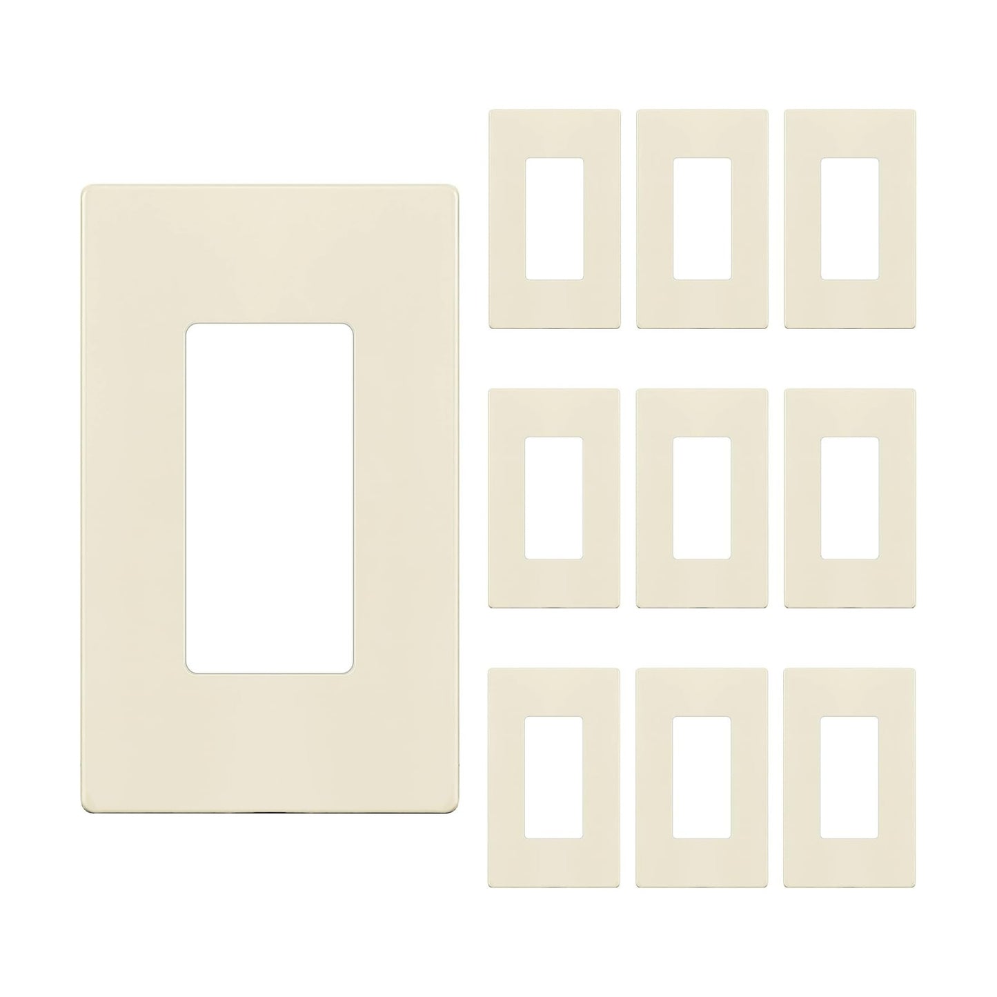 ENERLITES 1-Gang Light Almond Screwless Decorator Wall Plate Outlet Cover | 10 Pack, Size 4.68" x 2.93", Fits light