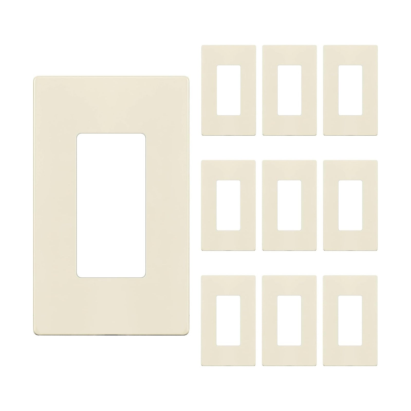 ENERLITES 1-Gang Light Almond Screwless Decorator Wall Plate Outlet Cover | 10 Pack, Size 4.68" x 2.93", Fits light
