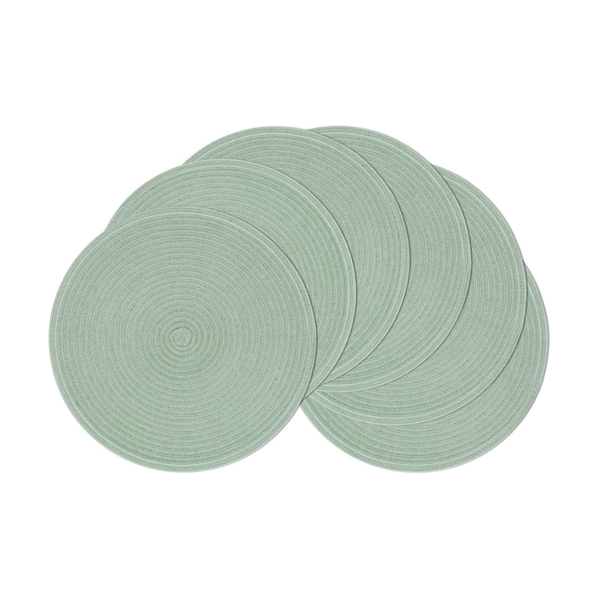SHACOS Round Placemats Set of 6 Washable 15 inch Cotton Polyester Table Mats Woven Braided Place Mats for Dining Table, Sage Green