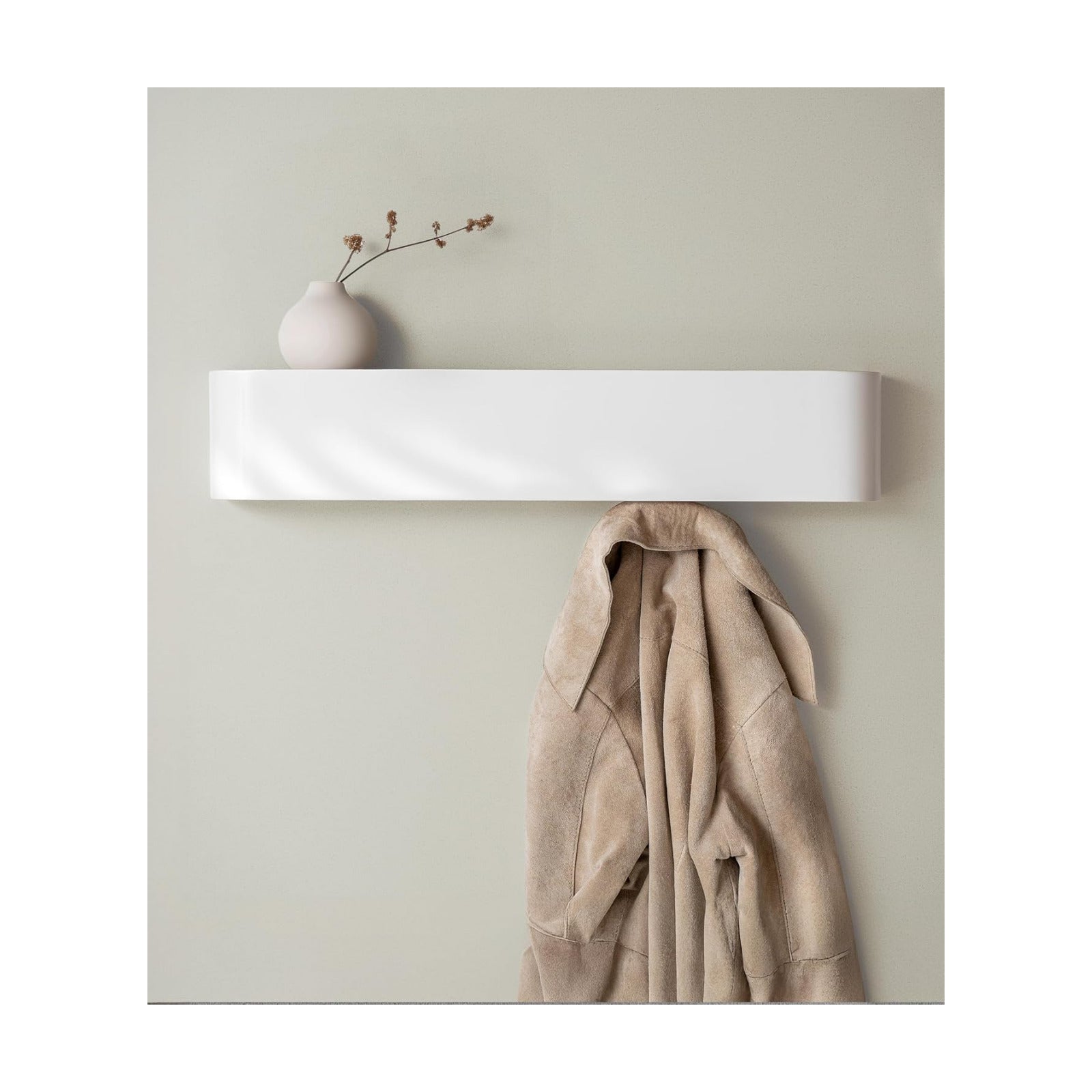 Kazai. Wall-Mounted Coat Rack 'Toke' - Modern Design Coat Rack with Hidden Wall Hooks - Solid Wood Veneer Panel Coat