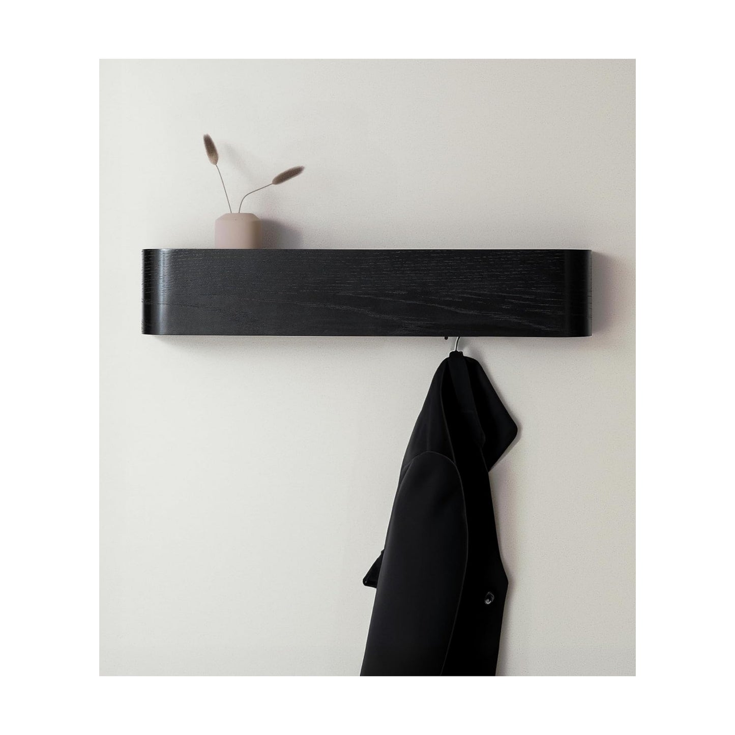 Kazai. Wall-Mounted Coat Rack 'Toke' - Modern Design Coat Rack with Hidden Wall Hooks - Solid Wood Veneer Panel Coat