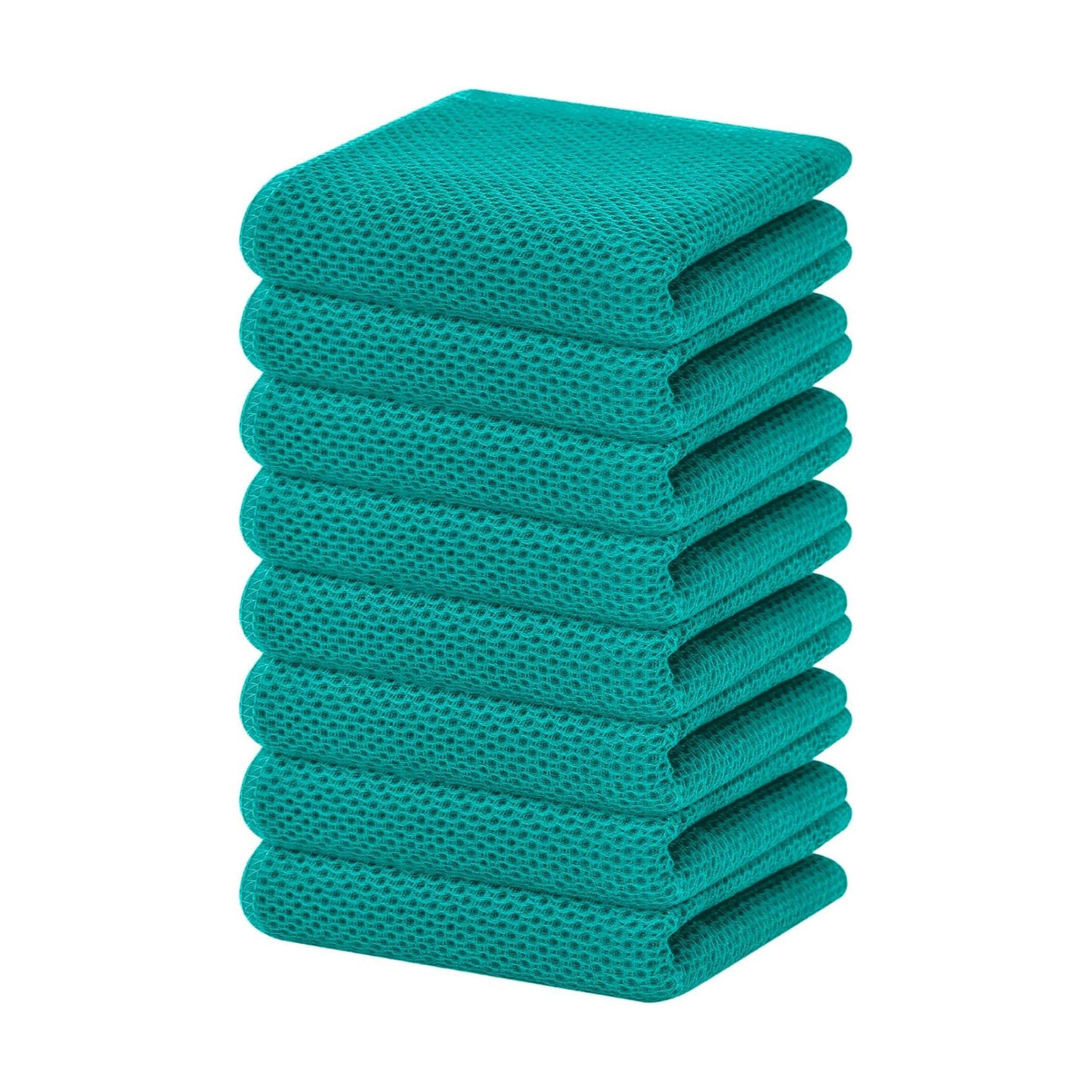 Homaxy 100% Cotton Waffle Weave Kitchen Dish Towels 8-Pack, Teal | 13 x 28 Inches, Ultra Soft Absorbent Dish Towels