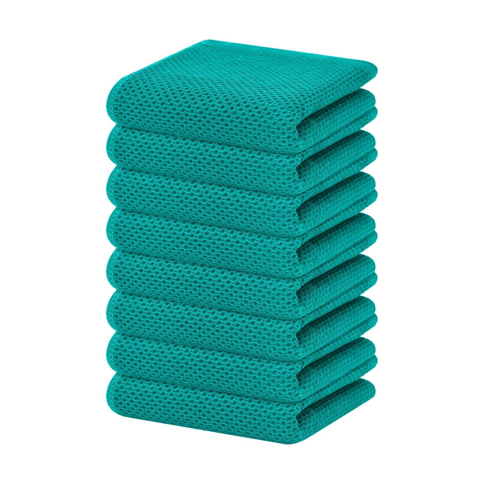 Homaxy 100% Cotton Waffle Weave Kitchen Dish Towels 8-Pack, Teal | 13 x 28 Inches, Ultra Soft Absorbent Dish Towels