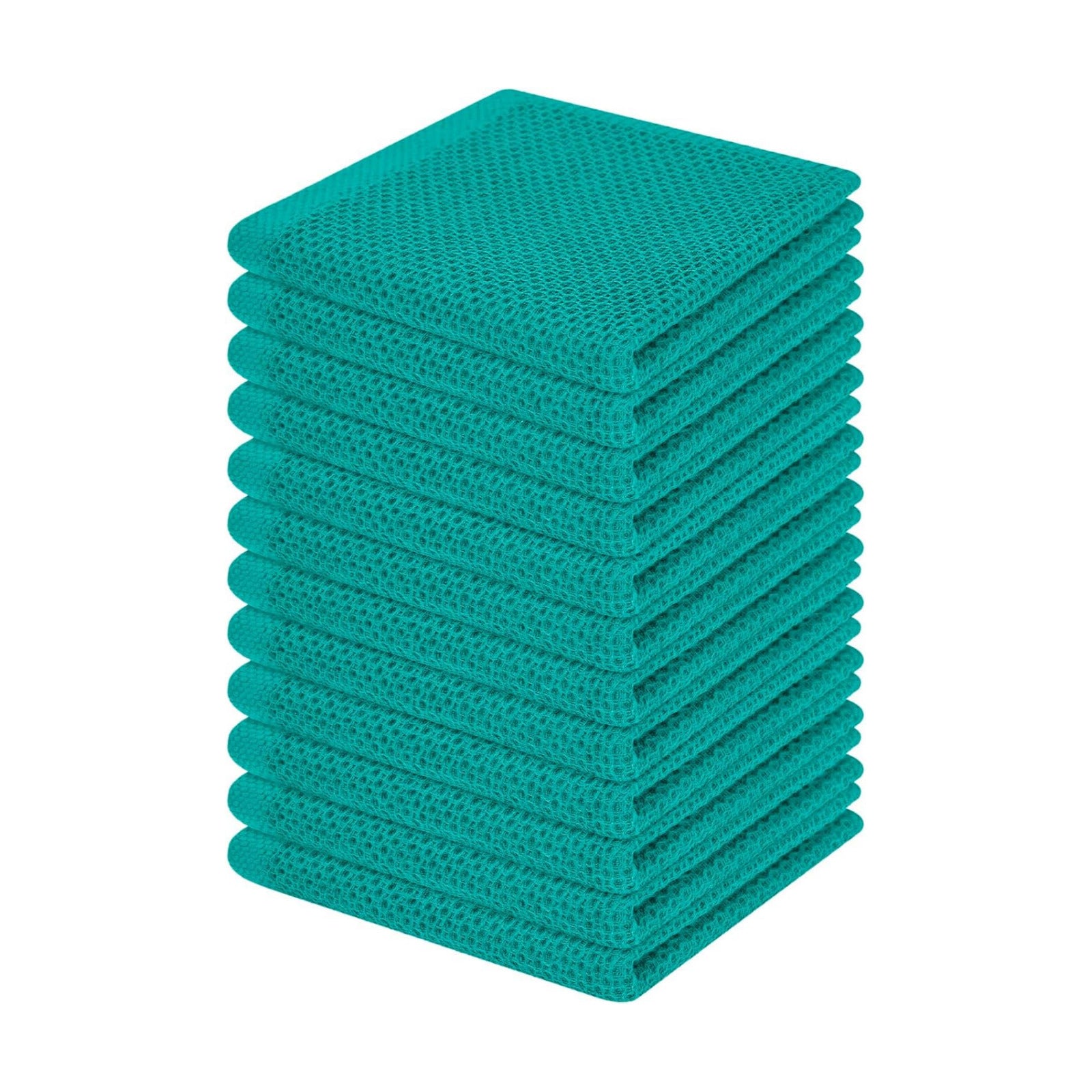 Homaxy 100% Cotton Waffle Weave Kitchen Dish Cloths 12-Pack, Teal | 12 x 12 Inches, Ultra Soft Absorbent Dish Towels