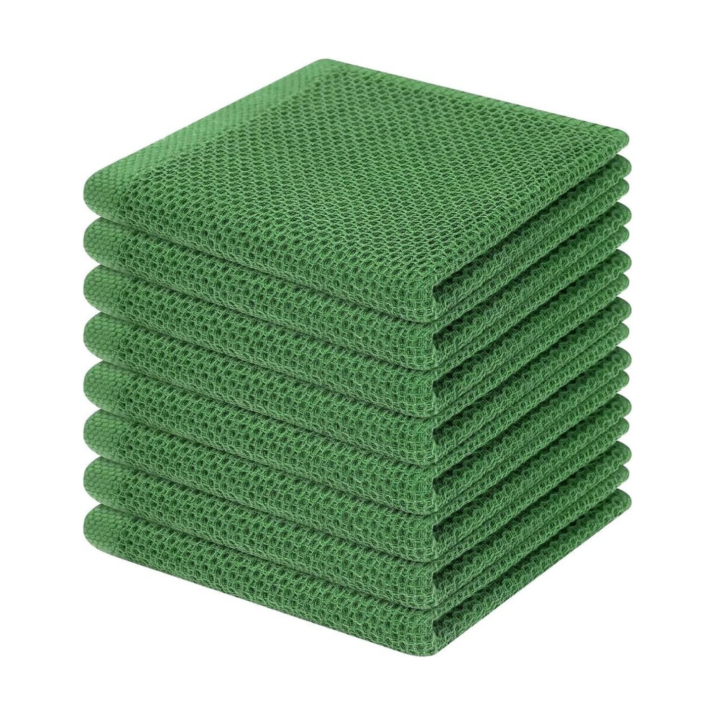 Homaxy 100% Cotton Waffle Weave Kitchen Dish Cloths 8-Pack, Grass Green | 12 x 12 Inches, Ultra Soft Absorbent Dish