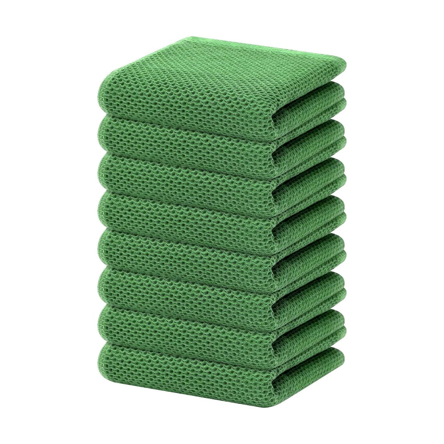 Homaxy 100% Cotton Waffle Weave Kitchen Dish Towels 8-Pack, Grass Green | 13 x 28 Inches, Ultra Soft Absorbent Dish