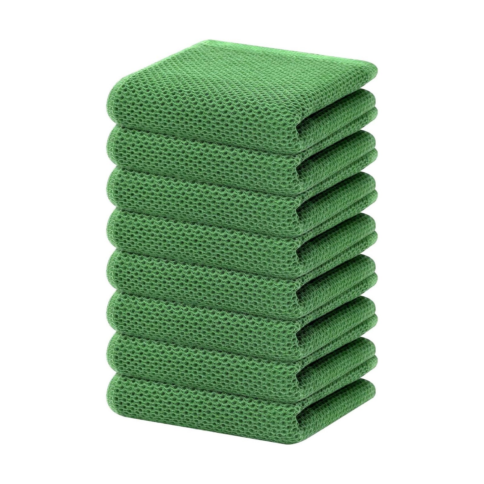 Homaxy 100% Cotton Waffle Weave Kitchen Dish Towels 8-Pack, Grass Green | 13 x 28 Inches, Ultra Soft Absorbent Dish