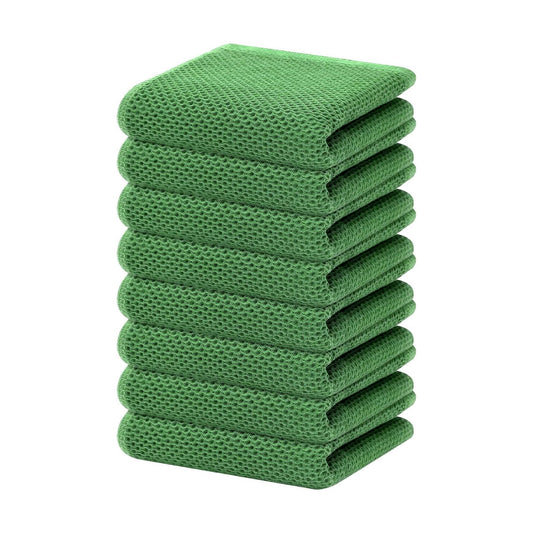 Homaxy 100% Cotton Waffle Weave Kitchen Dish Towels 8-Pack, Grass Green | 13 x 28 Inches, Ultra Soft Absorbent Dish