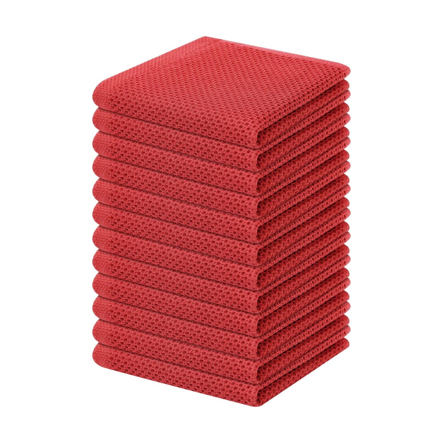 Homaxy 100% Cotton Waffle Weave Kitchen Dish Cloths 12-Pack, Brick Red | 12 x 12 Inches, Ultra Soft Absorbent Dish