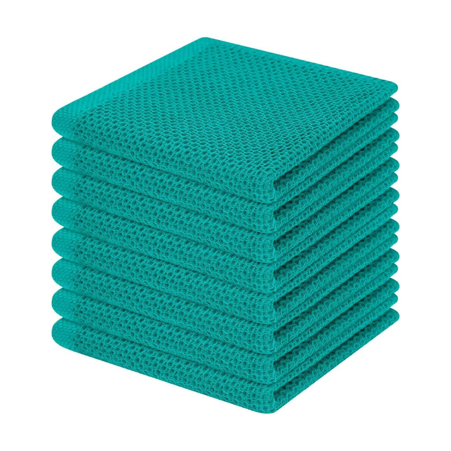 Homaxy 100% Cotton Waffle Weave Kitchen Dish Cloths 8-Pack, Teal | 12 x 12 Inches, Ultra Soft Absorbent Dish Towels