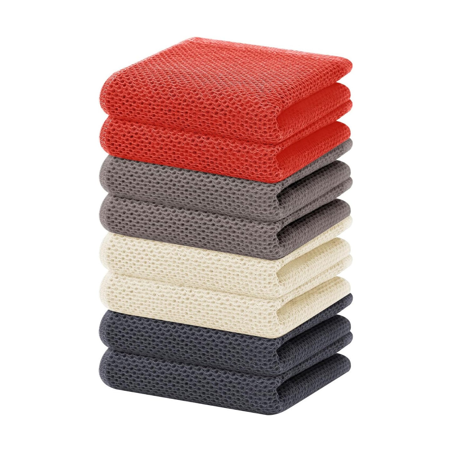 Homaxy 100% Cotton Waffle Weave Kitchen Dish Towels 8-Pack, Multicolor | 13 x 28 Inches, Ultra Soft Absorbent Dish