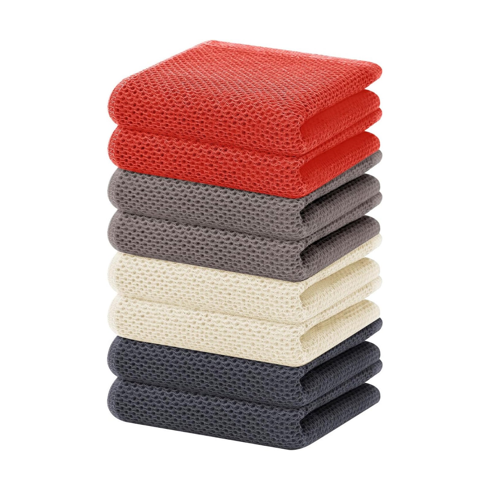 Homaxy 100% Cotton Waffle Weave Kitchen Dish Towels 8-Pack, Multicolor | 13 x 28 Inches, Ultra Soft Absorbent Dish