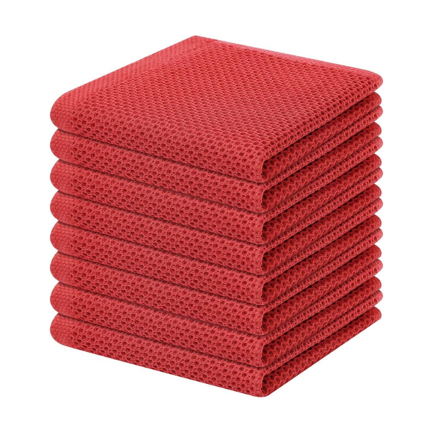 Homaxy 100% Cotton Waffle Weave Kitchen Dish Cloths 8-Pack, Brick Red | 12 x 12 Inches, Ultra Soft Absorbent Dish