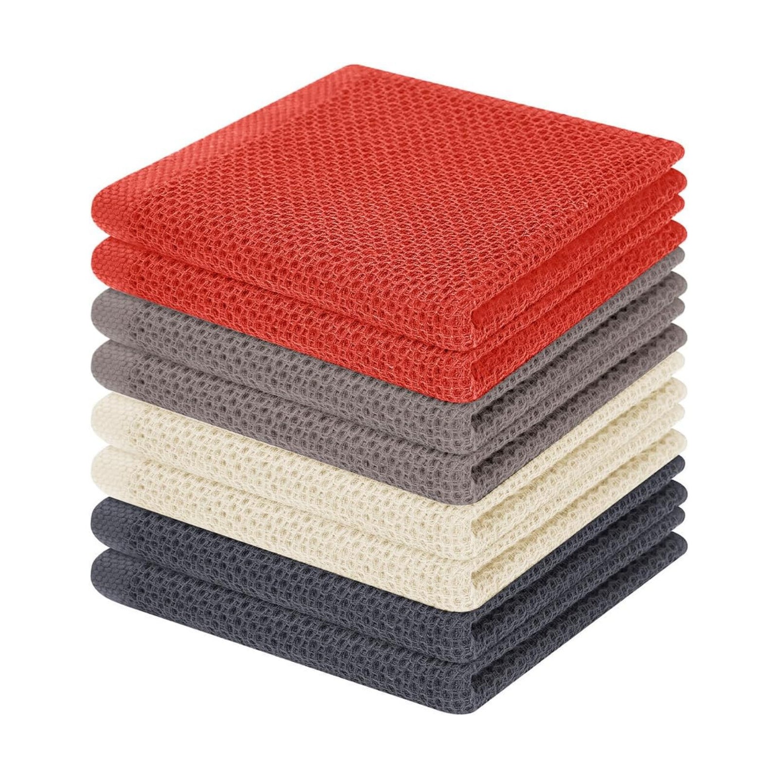 Homaxy 100% Cotton Waffle Weave Kitchen Dish Cloths 8-Pack, Multicolor | 12 x 12 Inches, Ultra Soft Absorbent Dish