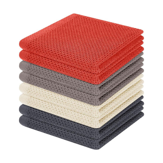 Homaxy 100% Cotton Waffle Weave Kitchen Dish Cloths 8-Pack, Multicolor | 12 x 12 Inches, Ultra Soft Absorbent Dish