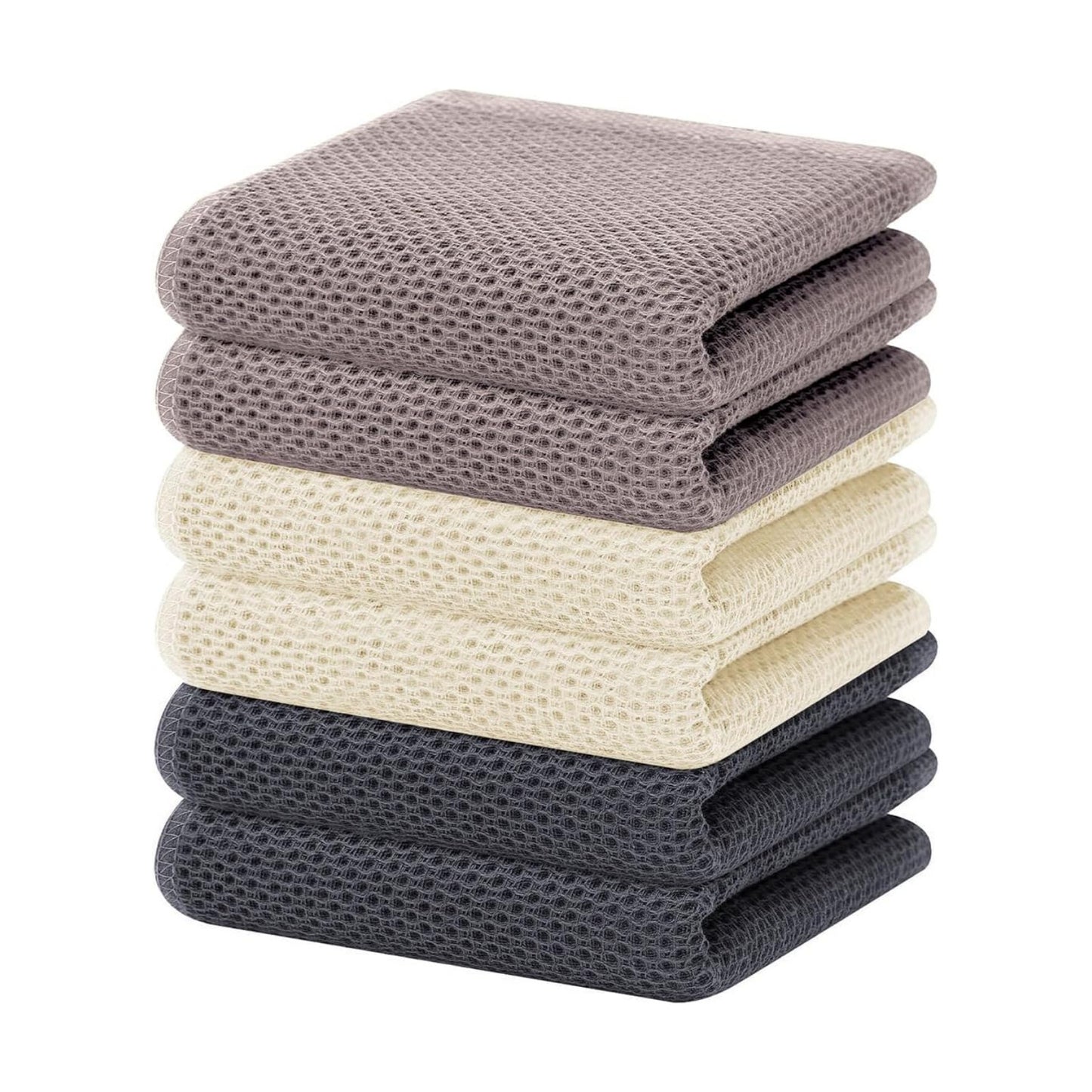 Homaxy 100% Cotton Waffle Weave Kitchen Dish Towels 6-Pack, Mixed Color | 13 x 28 Inches, Ultra Soft Absorbent Dish