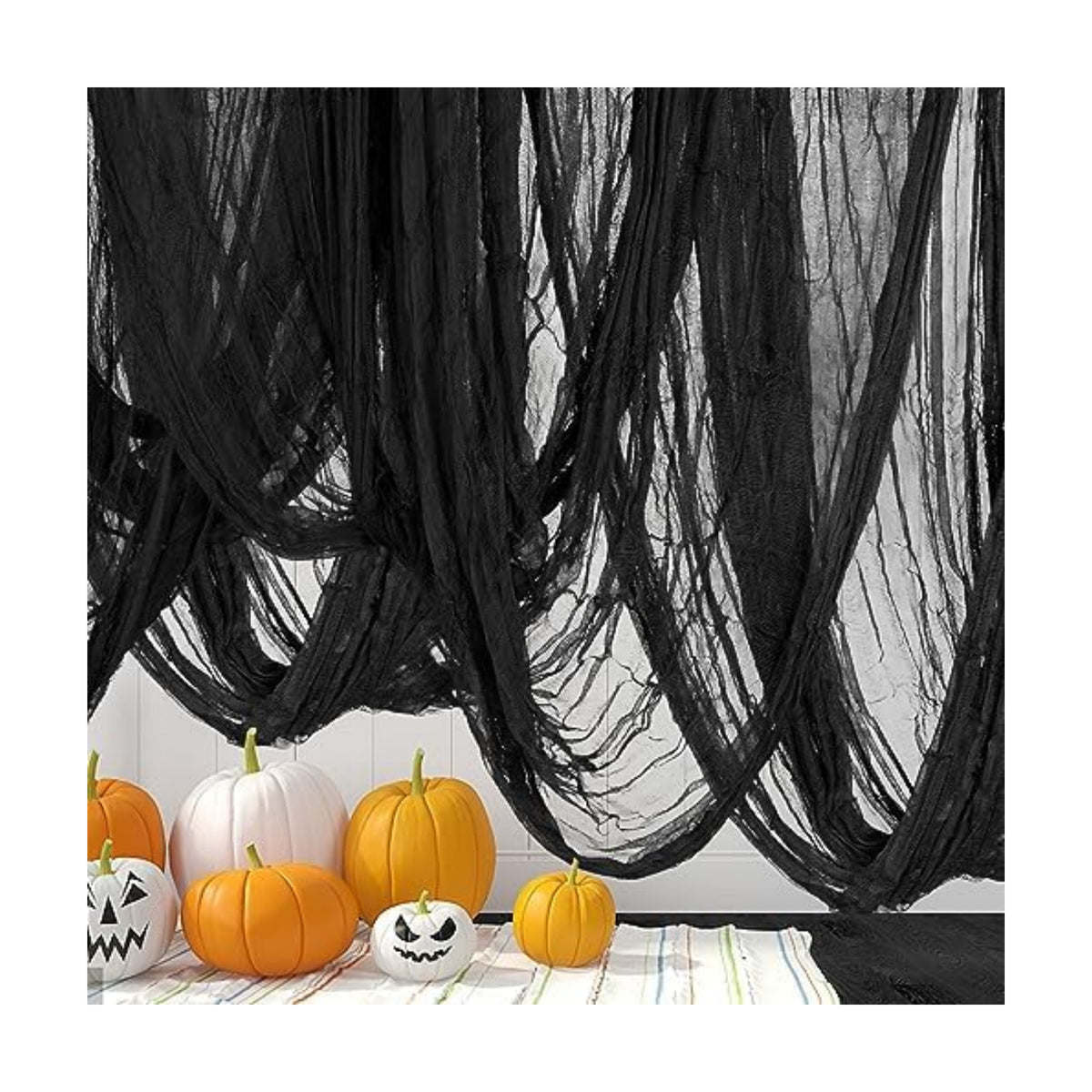 315 x 85 Inch Halloween Creepy Cloth, Black Halloween Scary Spooky Cloth