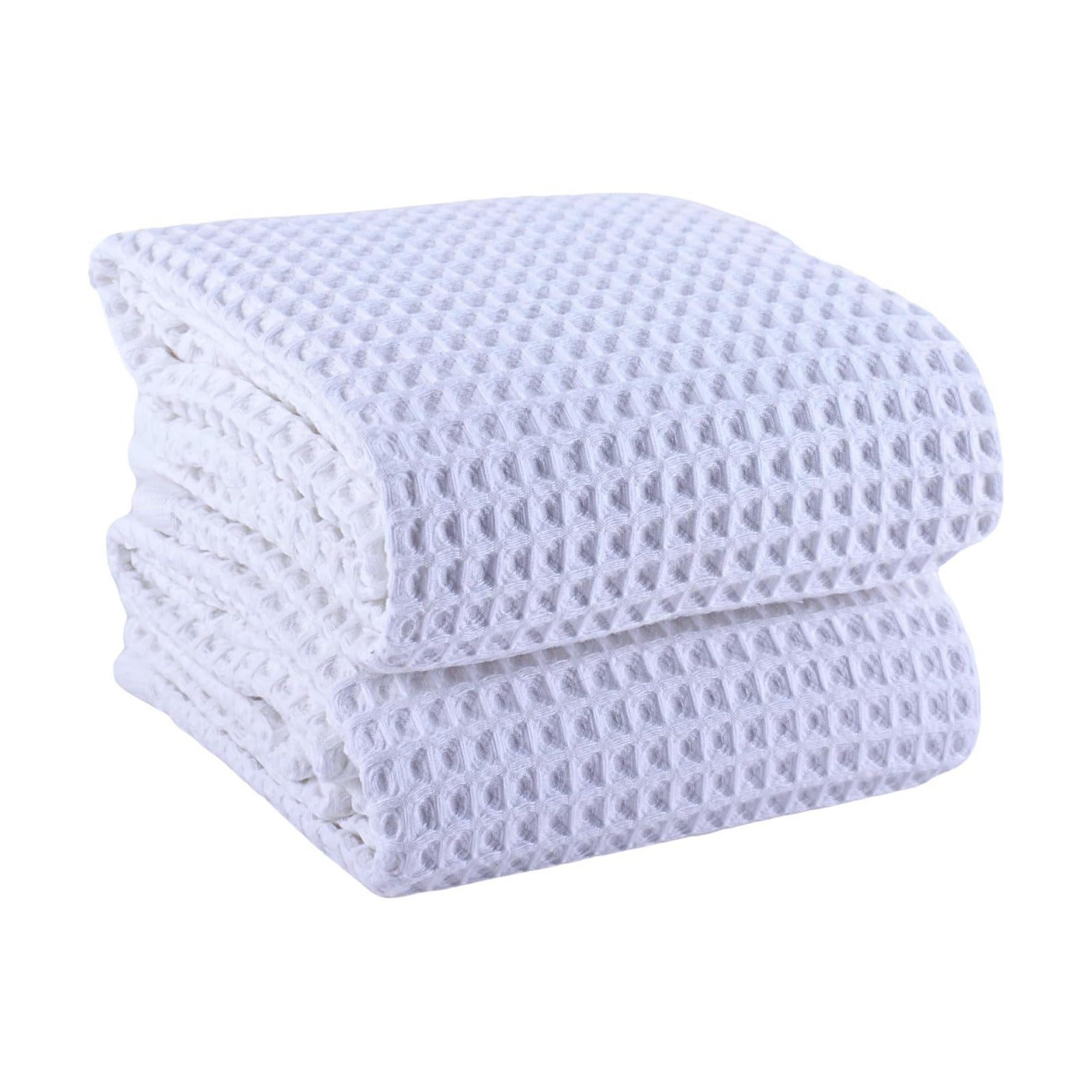 PÜSKÜL Natural 100% Turkish Cotton Waffle Bath Towels Set of 2, Extra-Large | White, Oversize 32x63" Bath sheet towel